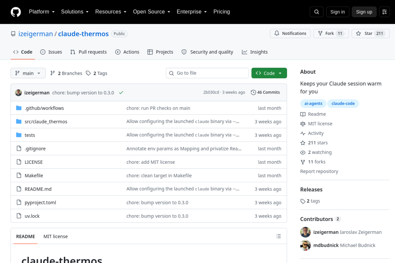 ClaudeThermos screenshot 1